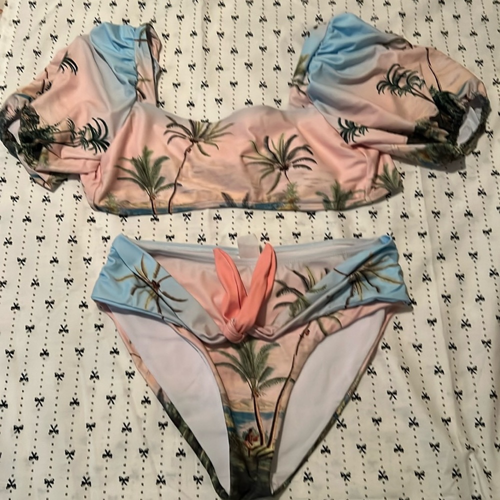 Cute tropical two piece bathing suit